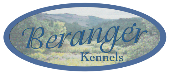 This is a blue logo for Beranger dog kennels.