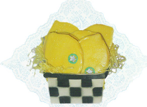 <ephotograph of a basket of lemon shapd cookiesmpty>