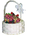 one of a series of basket shaped cakes filled with fall flowers